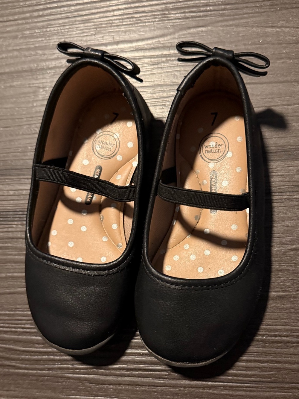 Wonder Nation Girls' Black Mary Jane Flats with Bow Toddler size 7